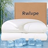 Rwlvpe Cooling Comforter King Size, 100% Rayon Derived from Bamboo Shell, Cooling Blanket for Hot Sleepers, Q-Max>0.48 Breathable Bamboo Fill Duvet Insert (106"x90", White)