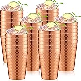 Tanlade 36 Pcs Anodized Hammered Copper Tumbler 14 oz Aluminum Iced Coffee Cold Drink Cup Stackable Copper Cups Mirror Finish Metal Mugs for Drinking Adults Travel Everyday Use