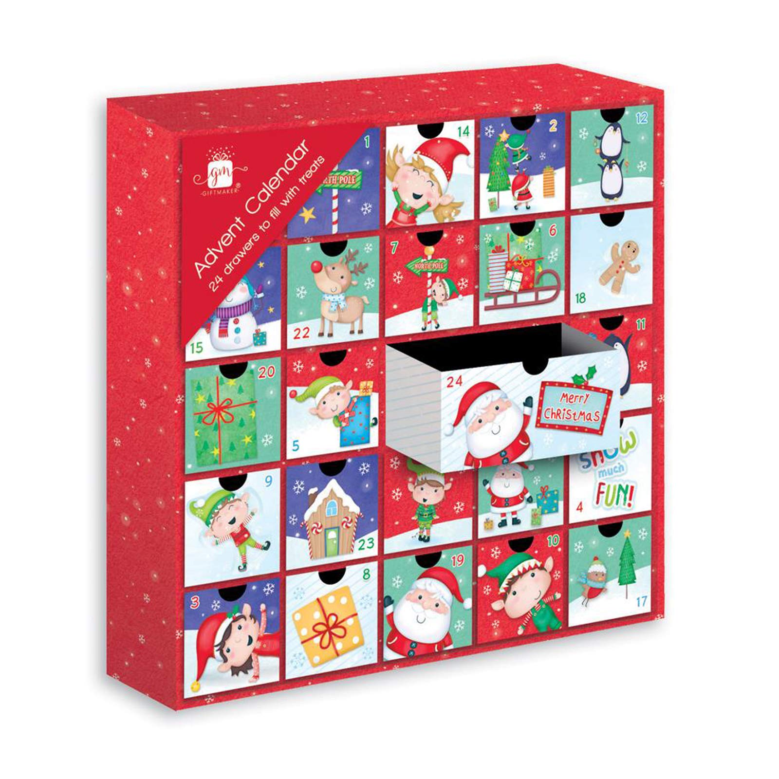 Giftmaker Collection Christmas Advent Calendar with 24 Drawers - Add your own Treats