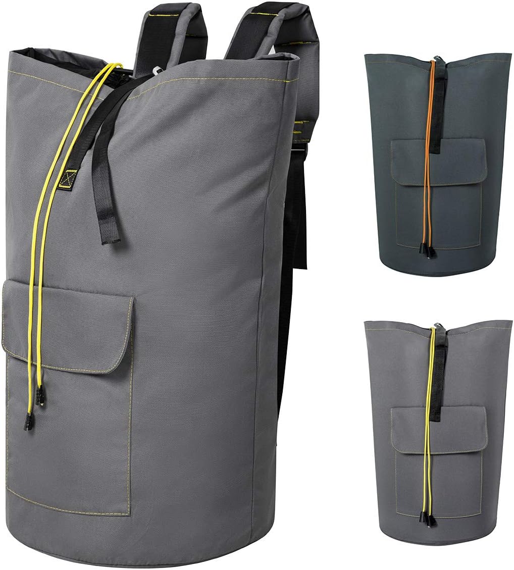 Chrislley 115L Extra Large Laundry Bags Backpack Laundry Hamper Backpack Collapsible Laundry Bag for College Dorm Hanging Laundry Hamper Bags with Adjustable Shoulder Straps ( Light Grey,XL )