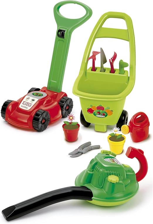 Jouets Ecoiffier 584 Pack 3 en 1 tondeuse, chariot et souffleur à feuilles Outillage de