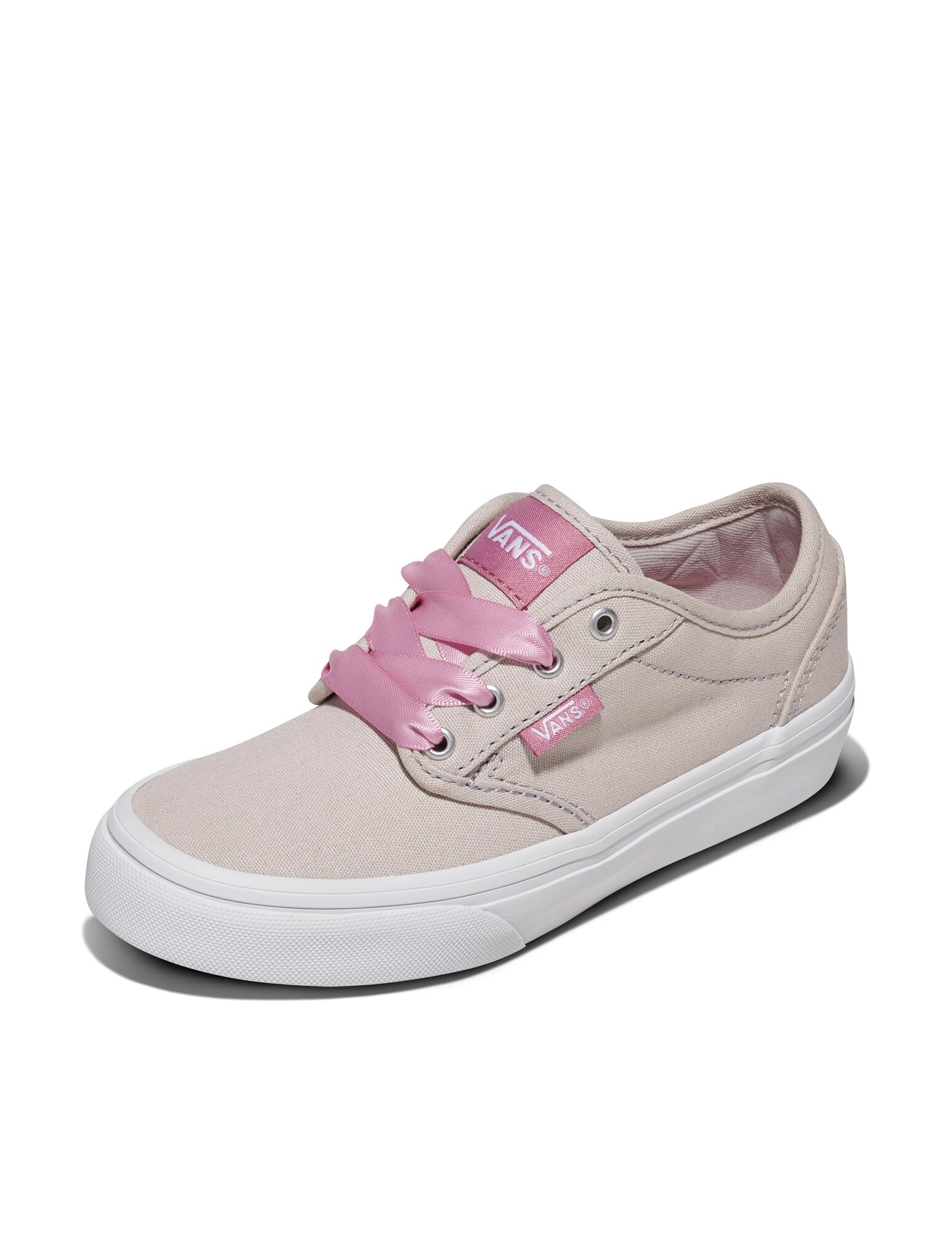 Vans Kids' Atwood Shoe | Low-Top Fashion Sneakers for Boys & Girls, Walking & Casual Wear, Satin Lace Taupe Mist, 1 Image