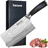 Nanbone Meat Cleaver Knife Ultra Sharp Kitchen Knife 8 Inch, High Carbon Stainless Steel Butcher Knife with Wooden Handle, Chinese Cleaver for Meat Cutting Vegetable Slicing Perfect Birthday Gifts