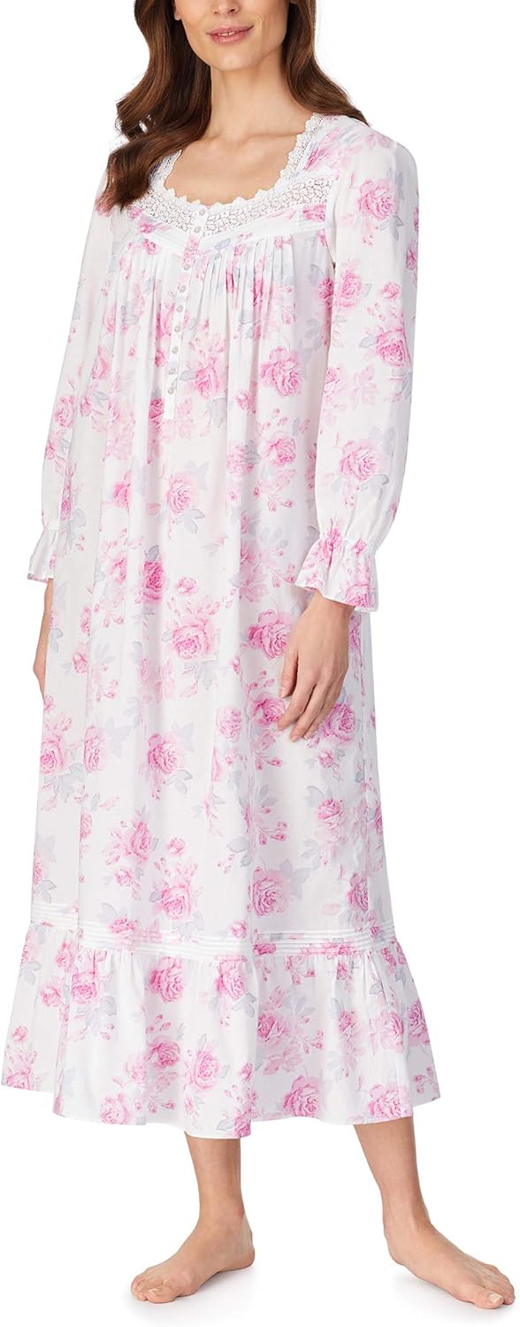Eileen West Cotton Lawn Nightgown Long Sleeve Ballet in Blooming Roses