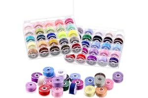 Swpeet 50Pcs 50 Colors Polyester Prewound Bobbins Sewing Set with Bobbin Box, Sewing Thread Bobbins, Pre-Wound Bobbins Compat