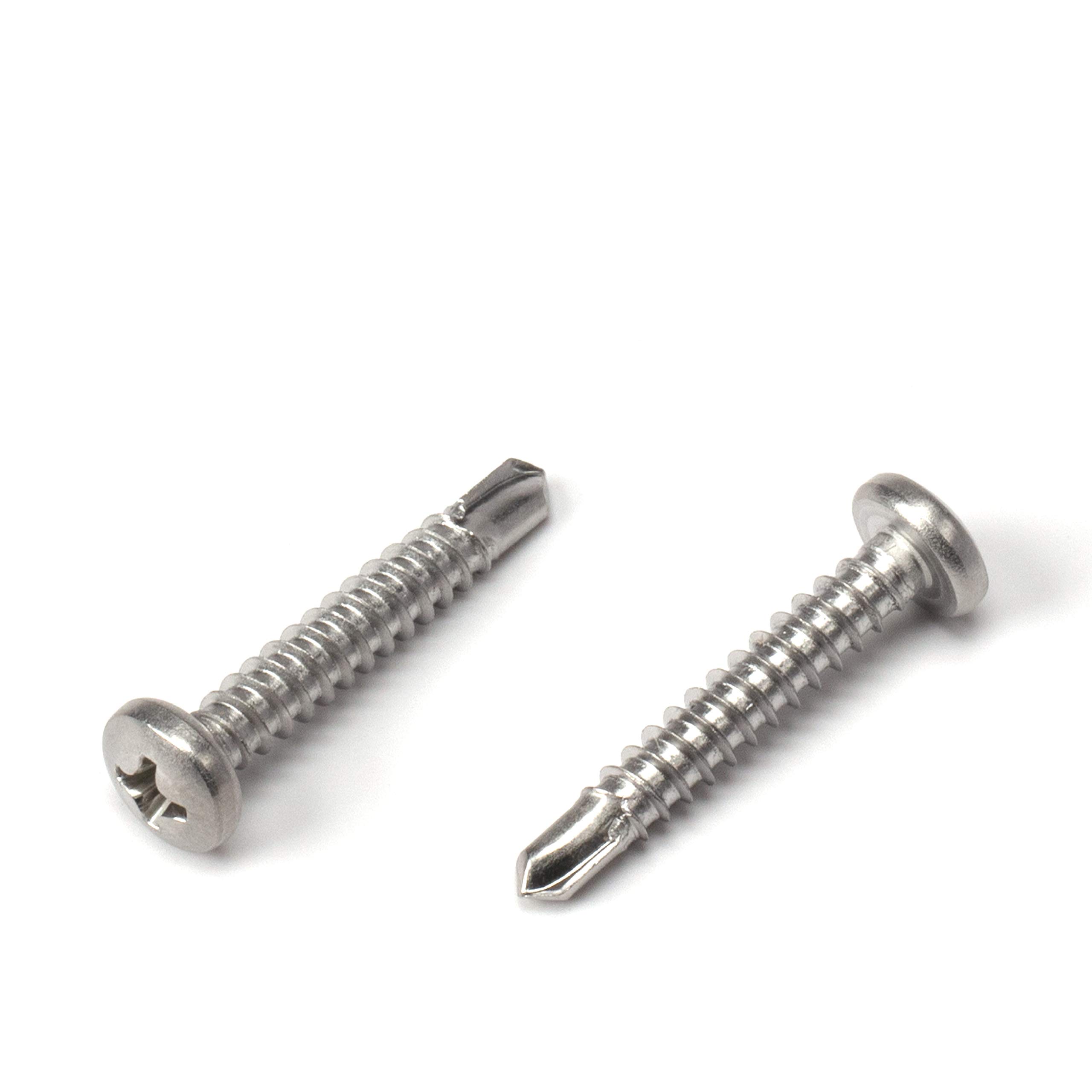 THE CIMPLE CO #8 Size, 1" Length (25mm) - Self Tapping/Drilling Screw - 410 Stainless Steel (Exceptional Wear and Very Corrosion Resistant) - Phillips Pan Head - 100pcs