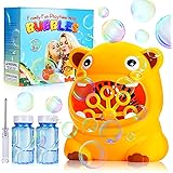 PASTACO Bubble Machine Bubble Blower for Kids, Hippo Automatic Bubble Maker 1000+ Bubbles Per Minute Bubble Toys Gifts for Ki