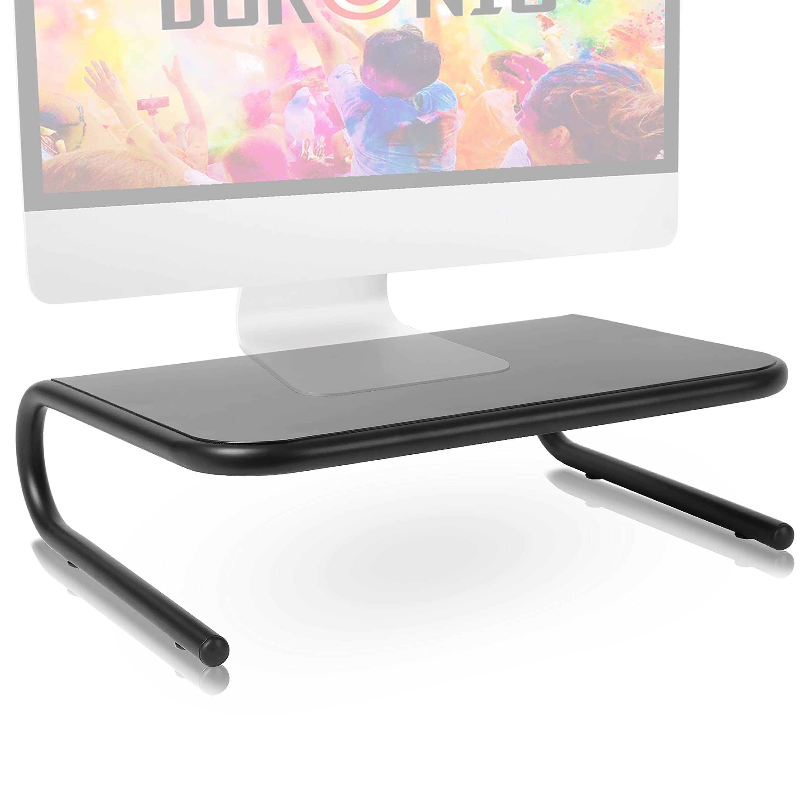 Duronic Monitor Stand Riser DM071 | Laptop and Screen Platform for Desktop | Metal Support for a TV Screen or PC Computer Monitor | Ergonomic Office Desk Shelf | 10kg Capacity | Black | 37cm x 24cm — image 1