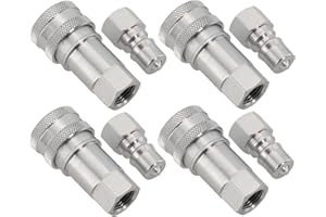 Hydraulic Quick Connect Coupler M14x1.5mm Female Thread Pipe Fitting Hydraulic Equipment Couplings Set(4 Sets)