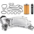 Engine Oil Cooler Filter Aluminum Housing Assembly Adapter Kit for 2008-2019 Cruze Malibu Aveo Cascada G3 Astra 1.6L 1.8L, OE # 918432, 12992593, 55353323