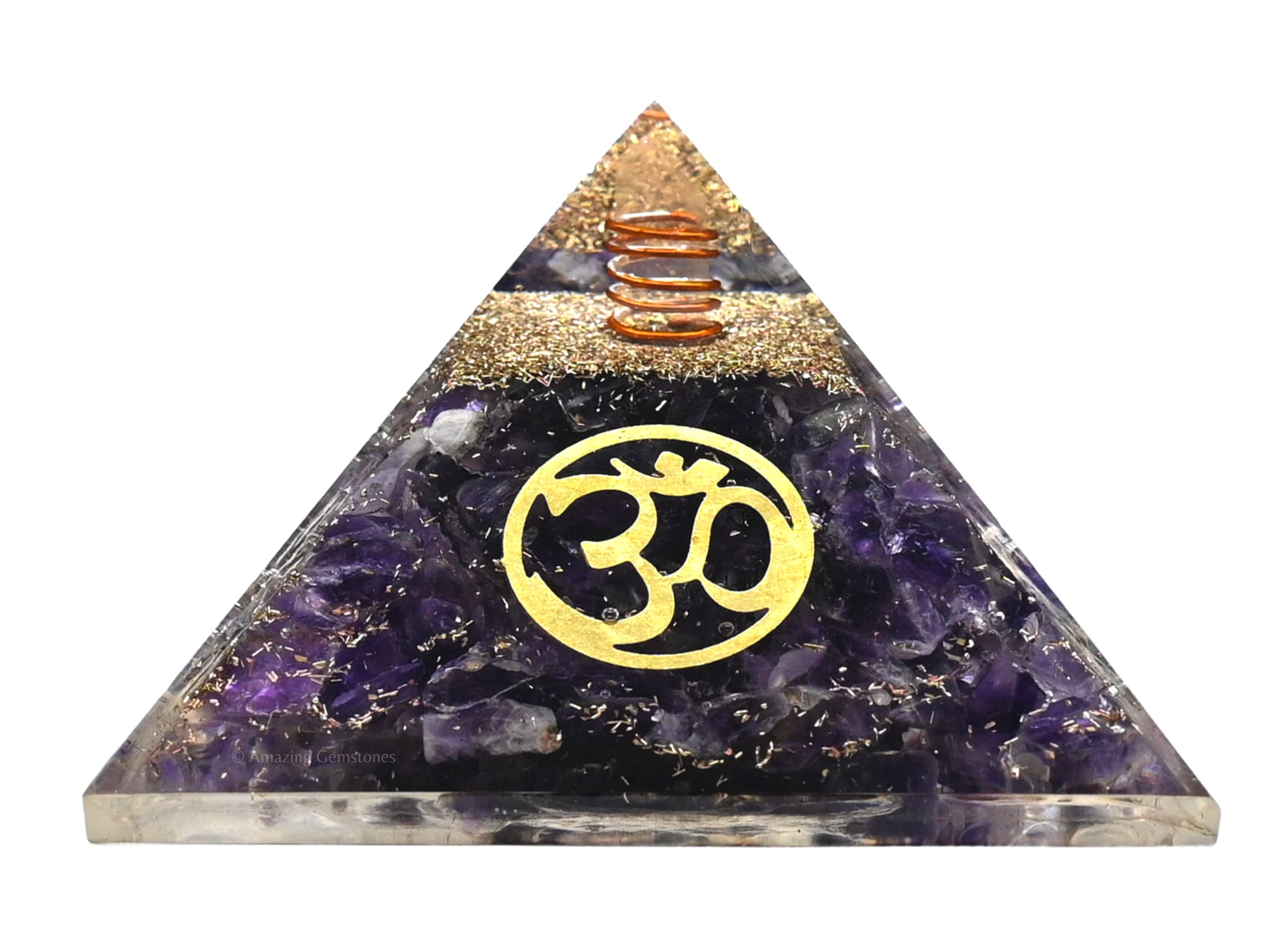 Large Orgone Pyramid | Amethyst Pyramid Crystal | Holistic OM Orgonite Pyramid | Organ Pyramids Positive Energy Healing