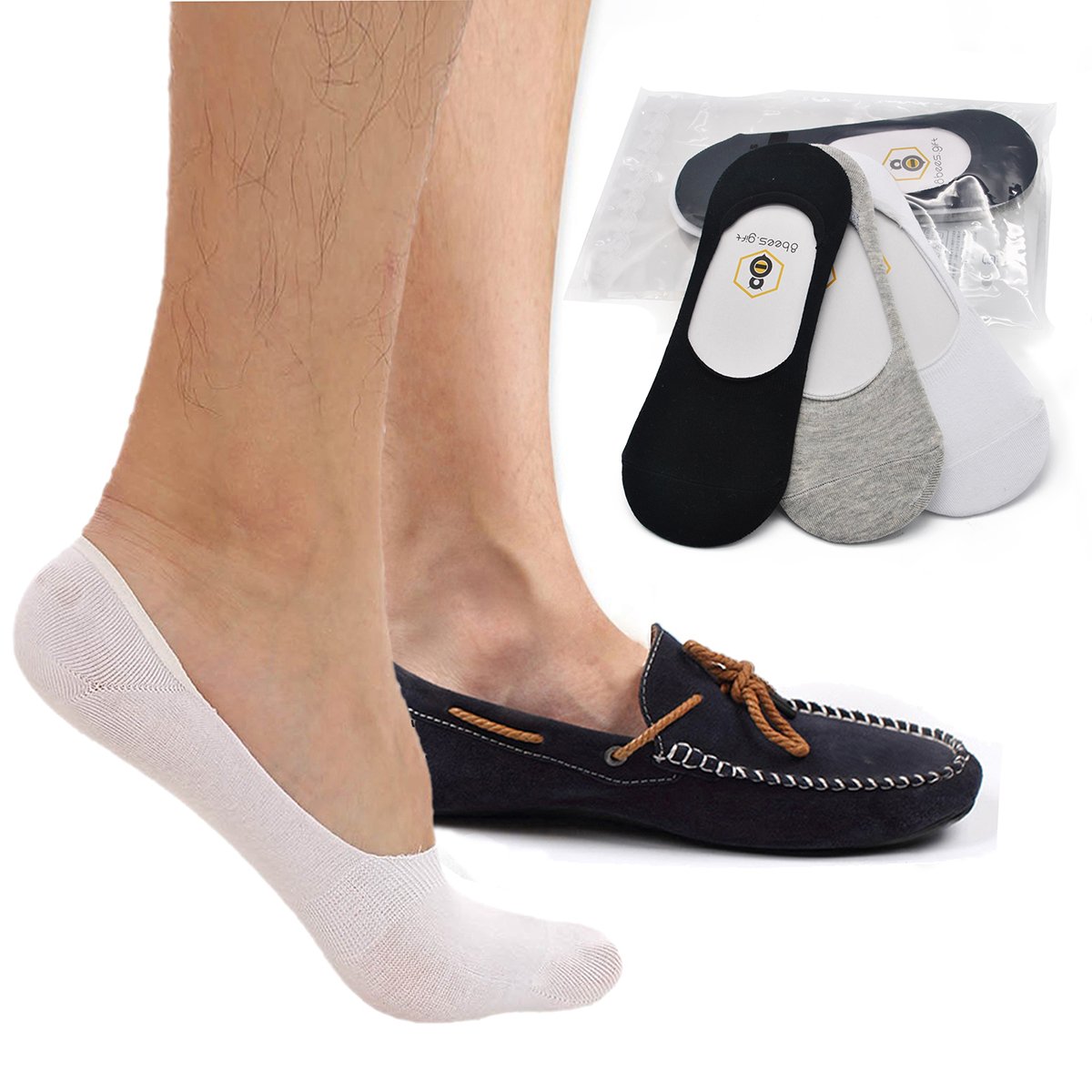 No Show Socks 8BESS GIFT Mens Socks Low Cut Non-Slip Grips Mixed Color m, 3 Pairs