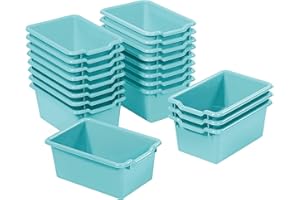 ECR4Kids Scoop Front Storage Bin, Multipurpose Organization, Seafoam, 20-Piece