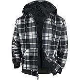 Butygity Heavyweight Hoodies for Men Zip Up Sweatshirts Plaid Flannel Sherpa Fleece Lined Winter Jacket Warm Coat