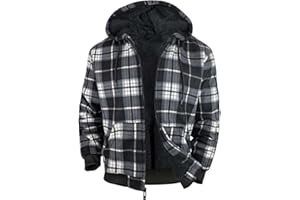 Butygity Heavyweight Hoodies for Men Zip Up Sweatshirts Plaid Flannel Sherpa Fleece Lined Winter Jacket Warm Coat