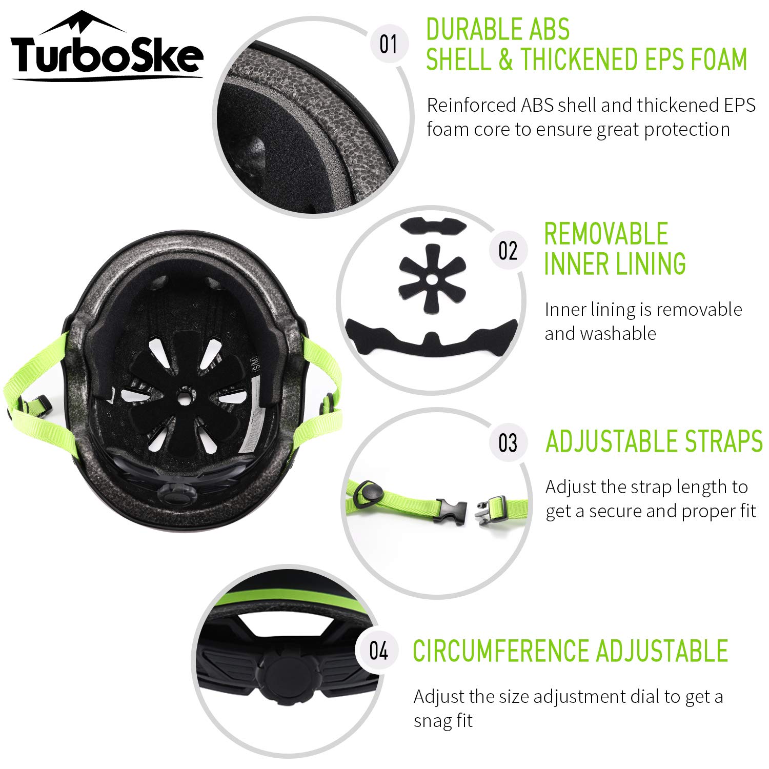 Skateboard Helmet, BMX Helmet, Multi-Sport Helmet, Bike Helmet for Kids, Youth, Men, Women
