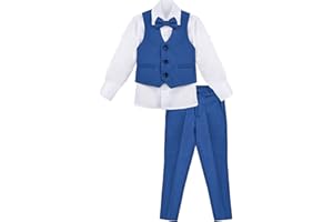 Lilax Boys Formal 4 Piece Dress Shirt, Pants and Tie and Vest Suit Set