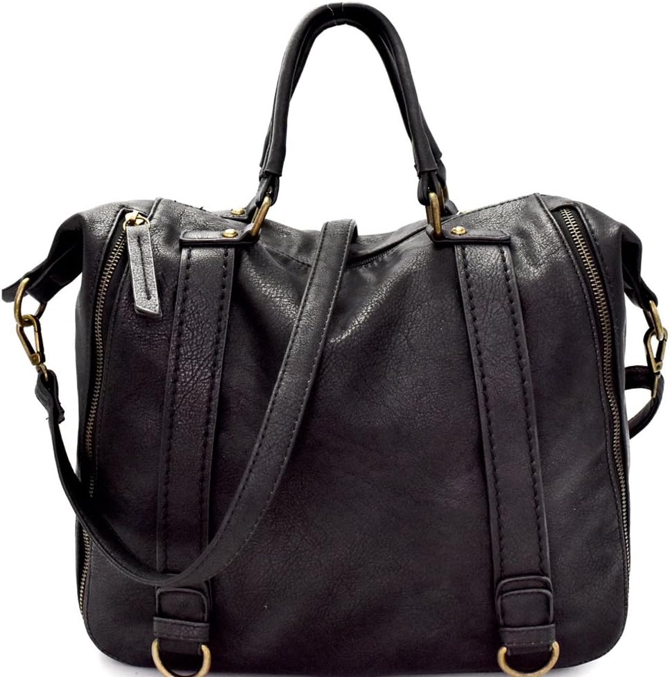 New! Le Miel Distressed Vegan Leather Rustic Weekender w/Strap