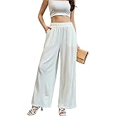 ssjoydepot 2025 Women Pants Summer Casual Loose Wide Leg Palazzo Pants