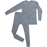 MERINNOVATION Merino Wool Base Layer Set for Kids Long Sleeve Thermal Underwear for Boys Girls Lite - Midweight Top & Bottom