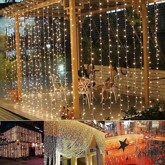 Lichterkette außen warmweiß B-right 300 Led Lichterkette strombetrieben, Innen Lichterkette vorhang, LED Lichtervorhang, Ster