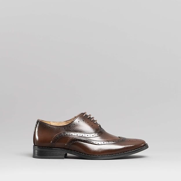 Goor Boys 5 Eye Brogue Oxford Shoes Brown PU, Older Kids