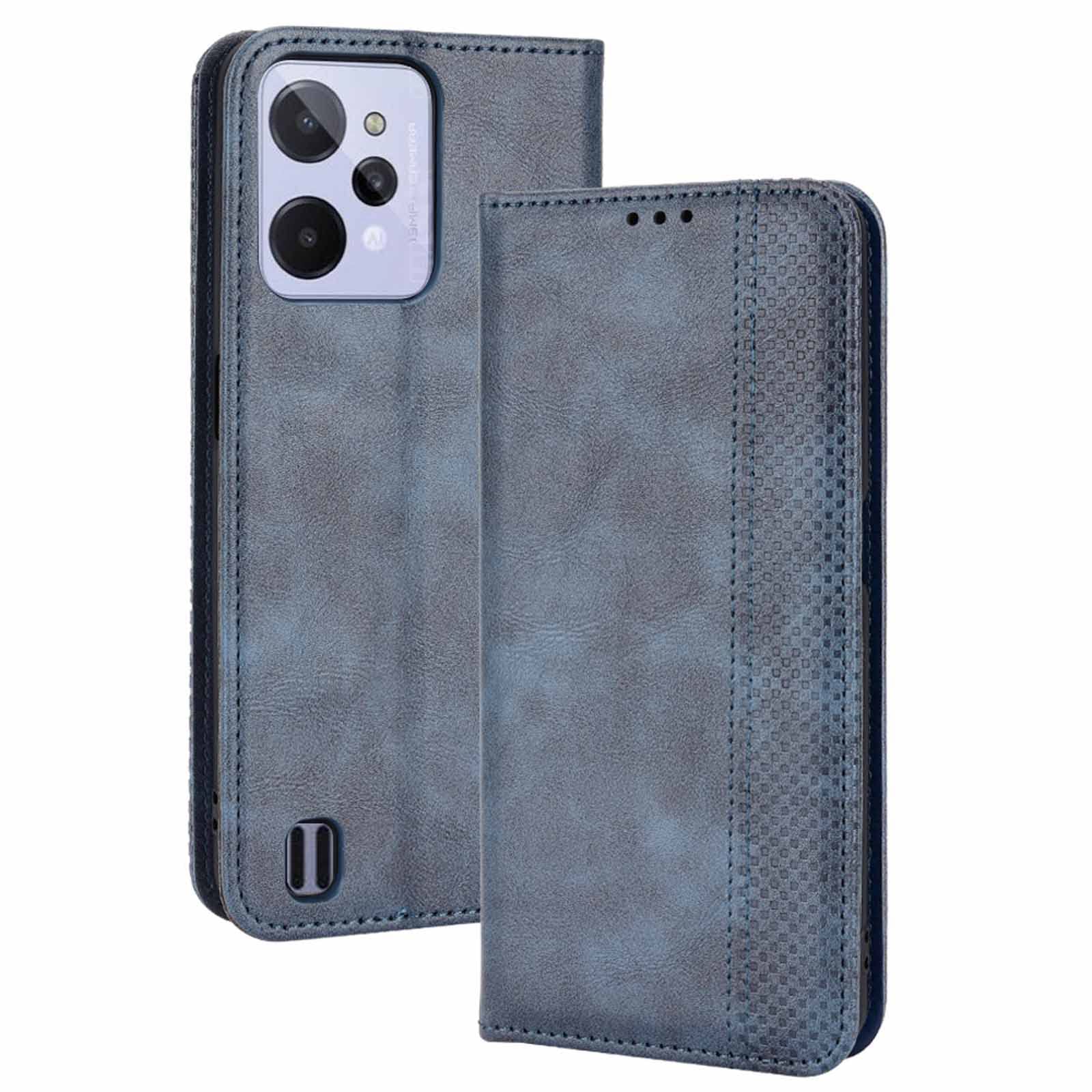 WEIOU Leather Folio Cover for Realme C31 4G (6.5") Case, Magnetic Closure Full Protection Shell Book Design Wallet Flip with [Card Slots]& [Kickstand]. Blue