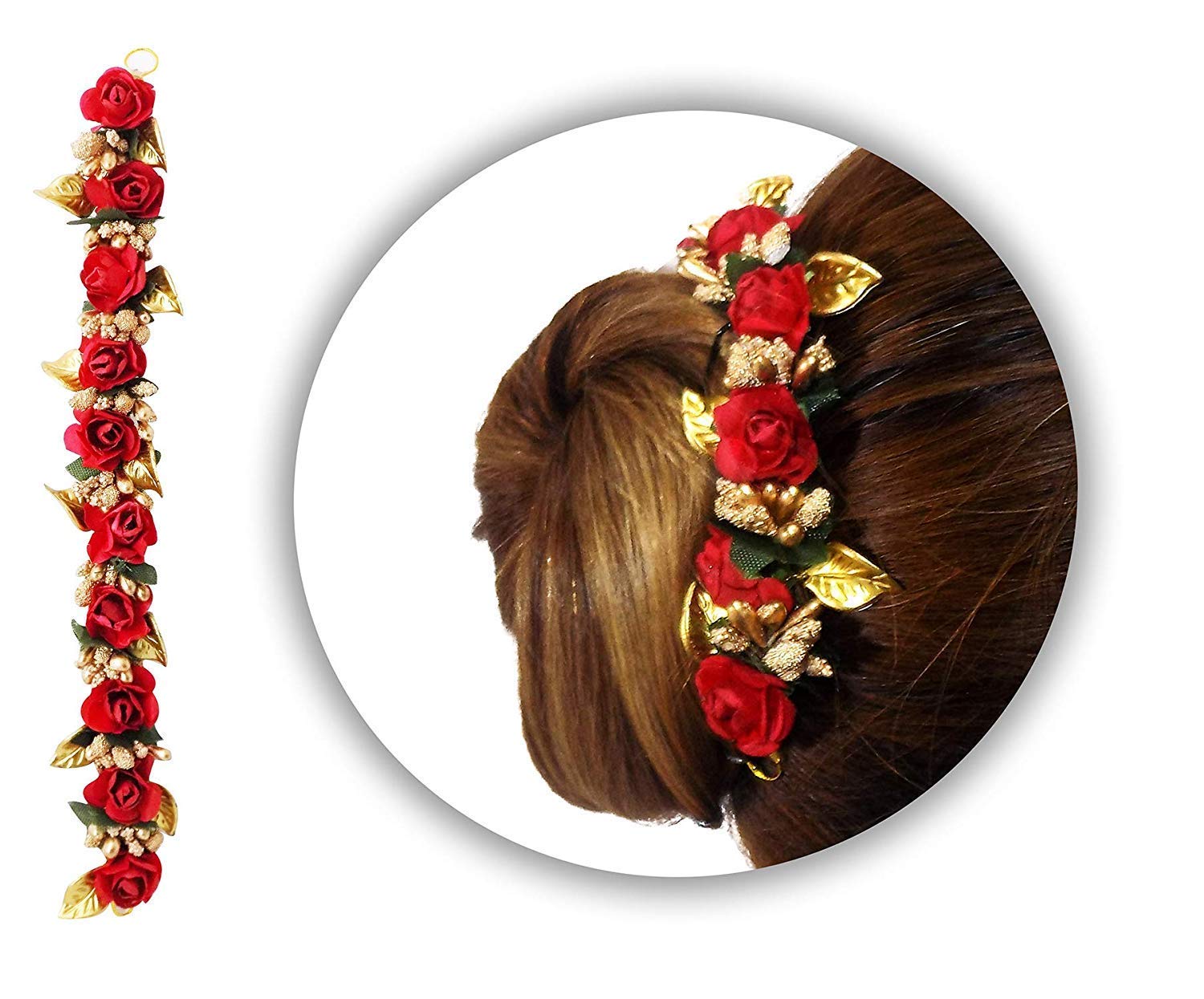 Buy Wizme Reusable Artificial Flower Hair Gajra For Bridal