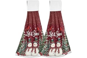 DUSSDIL Christmas Snowmen Cardinals Trees Hand Fingertip Towels Snowflakes Kitchen Hanging Towel Set of 2 Pcs Dish Bar Cloths 14 x 18 In Tea Tie Dry Face Towels Pack Soft Absorbent Durable Towels Decor