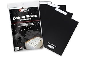 BCW Comic Dividers - 25 Pack | Archival Polyethylene Plastic Dividers | Organize Comics Efficiently in Storage Boxes | Write-On Index Tab (Black)