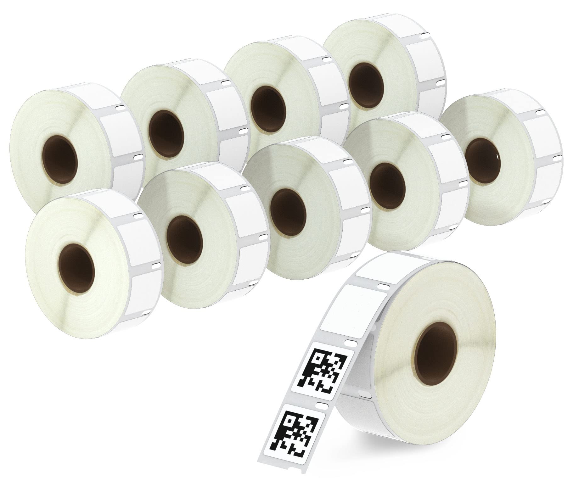 BETCKEY - 10 Rolls S0929120 Self-Adhesive Labels, 25mm x 25mm, 7500 Small Multi-Purpose Labels Compatible with DYMO LabelWriter 450, 4XL, NOT Fit 550 or 5XL