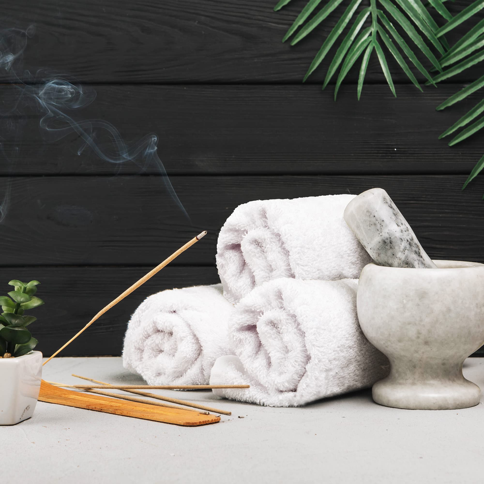 Towel and Linen Mart 100% Cotton - 24 PK Wash Cloth Set - White Color Flannel Face Cloths, Highly Absorbent and Soft Feel Fingertip Towels (White, Pack of 24)