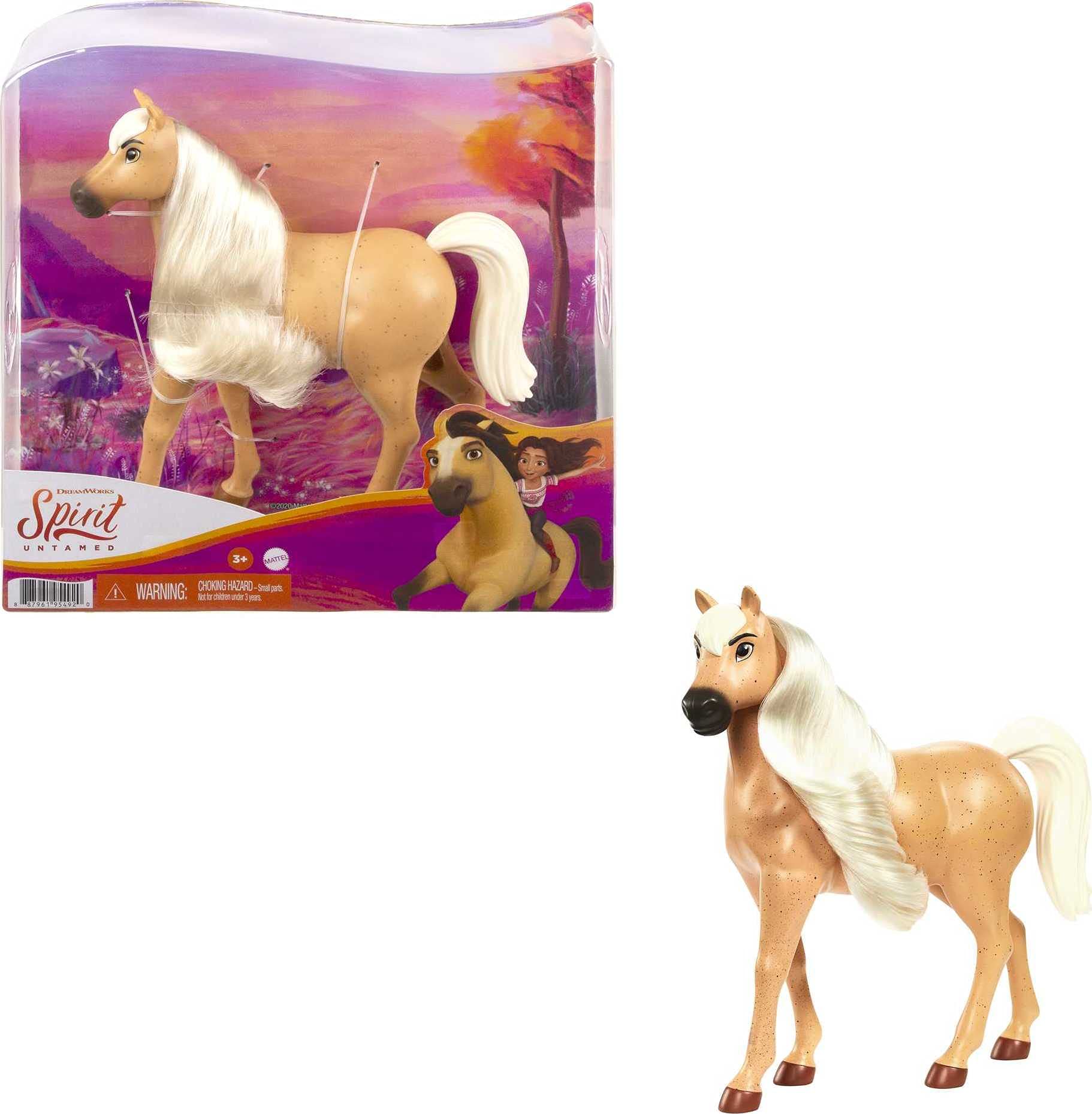 Mattel Spirit Untamed Herd Horse (Approx. 8-in), Moving Head, Palomino with Long Blonde Mane & Playful Stance, Great Gift for Horse Fans Ages 3 Years Old & Up