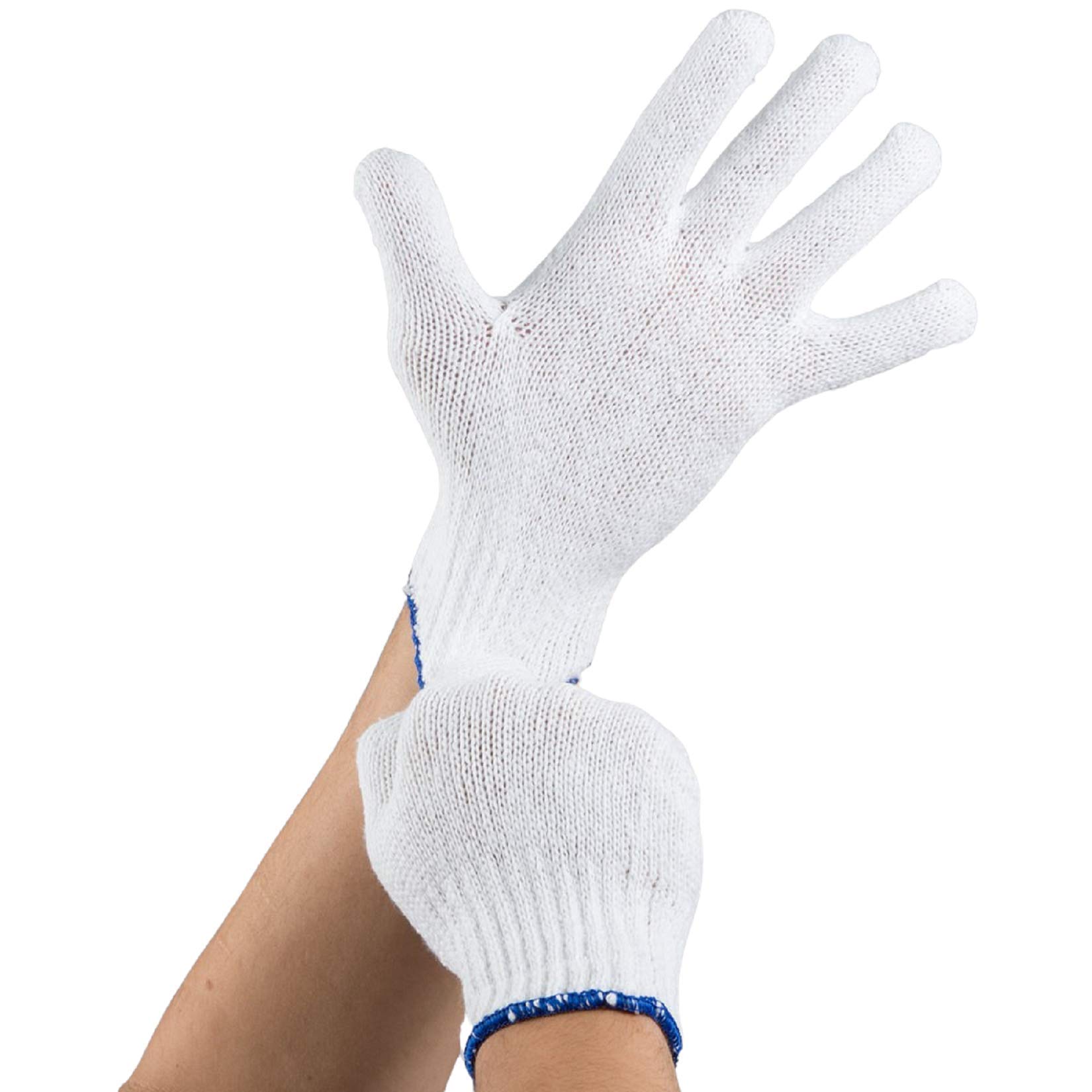 24 Pack Cotton String Knit Cotton Polyester Seamless Work Gloves - Protective Industrial Work Gloves - Large