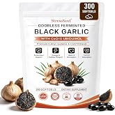 Odorless Fermented Black Garlic Extract with CoQ10 Ubiquinol and Vitamin K2 - 1200mg Aged Garlic Supplement, S - Allyl Cysteine Standardized for Optimal Heart Health &amp; Immune Support - 300 Softgels