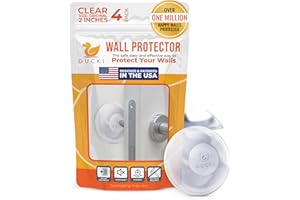 Ducki Door Stop Wall Protectors, 4 Pack Clear, Self Adhesive Reusable Solution for Stopping Wall Damage & Noise from Doors, Refrigerators, & in Your Home or Office, Durable Shock Absorbent & Discreet