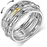 TYSO Fish Anxiety Ring 925 Sterling Silver School of Fish Ring Spinner Fidget Rings Ses Fish Jewelry Gifts for Women Men