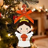Basketball Angel Easter Ornaments Wooden Hanging Angel Ornament Sport Ball Xmas Tree Decorations for Home Crafts Basketball Lovers Sport Players Fans Family Holiday Party Supplies