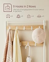 VASAGLE 3-in-1 Coat Rack with Shoe Bench Oak Cream HSR041W09 view 4