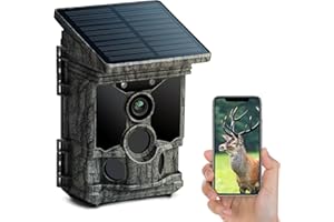 VOOPEAK Trail Camera Solar Powered 46MP 4K 30FPS, WiFi Bluetooth Game Camera with 120°Wide-Angle Motion with Night Vision 0.1s Trigger Time IP66 Waterproof