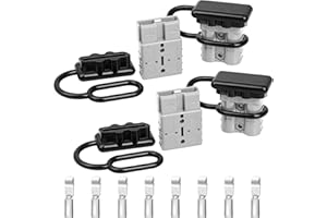 RED WOLF 50A Battery Quick Connector 6-12 AWG Jumper Cable Plug Flame-Retardant Anderson Type SB50 Plug Outdoor Power Quickly Connect/Disconnect Kit for Electrical System 12V-36V (4 PCs Grey, 50A)