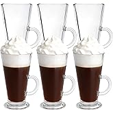 Vitrignis 6 Pack Tall Irish Coffee Mugs - 9oz Irish Coffee Glasses With Handle - Clear Mugs For Latte, Cappuccino,Hot And Cold Beverage