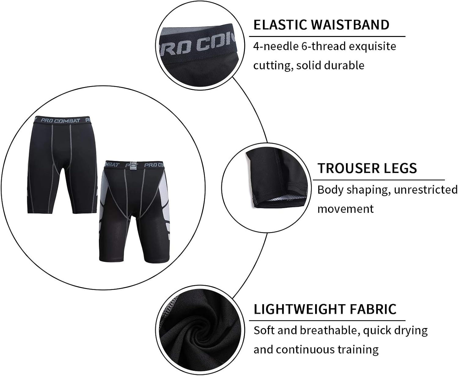 Men's Compression Shorts 3 Packs Soft Cool Dry Sports Tights Shorts for Running,Workout,Training: Clothing