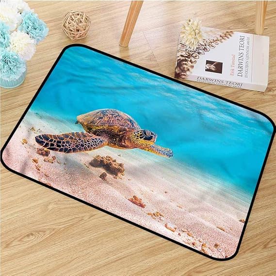 Turtle, Door Mats, Sea Turtle Underwater, Customize Bath