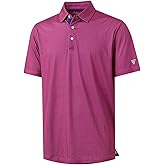 M MAELREG Mens Golf Shirt Short Sleeve Dry Fit Print Moisture Wicking Performance Patterns Collared Polo Shirt
