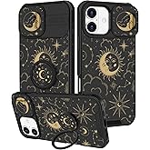 Funermei for iPhone 16 Plus Case - Women Girls Cute Phone Cover Girly Pretty Aesthetic Stars Sun Moon Unique Design with Camera Cover and Ring Stand Funda for Apple 16 Plus