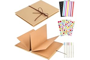 Mauproy 6 x 8 Inch Small Scrapbook Album with Brown Pages, Stretchable Folding Photo Album with DIY Accessories Kit, Hardcover Memory Book Accordion Adventure Scrapbook