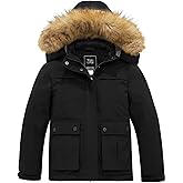 ZSHOW Girls' Ski Jacket Waterproof Warm Winter Coat Fleece Hooded Raincoat with Detachable Hood