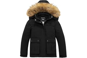 ZSHOW Girls' Ski Jacket Waterproof Warm Winter Coat Fleece Hooded Raincoat with Detachable Hood