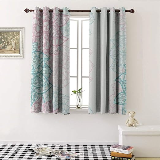 Amazon Com Mozenou Floral Room Darkening Wide Curtains Large